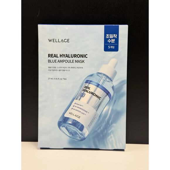 Wellage Real Hyaluronic Blue Ampoule Mask 5 Pack - Multiple HA, B-glucan, B5 - Picture 3 of 8